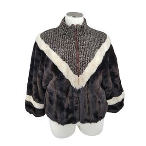 Vintage Faux Fur / Knit Jacket 70s Coat Eclectic Mobwife Streetwear